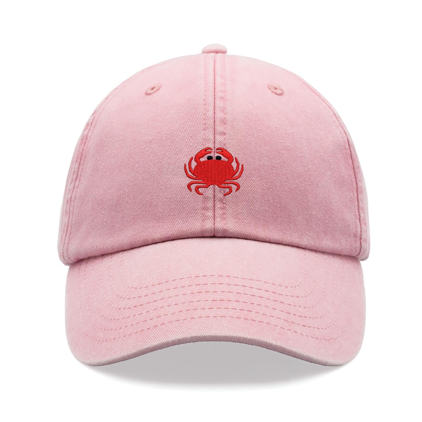 Crab Baseball Cap Vintage Washed Unisex Dad Hat Adjustable Pink