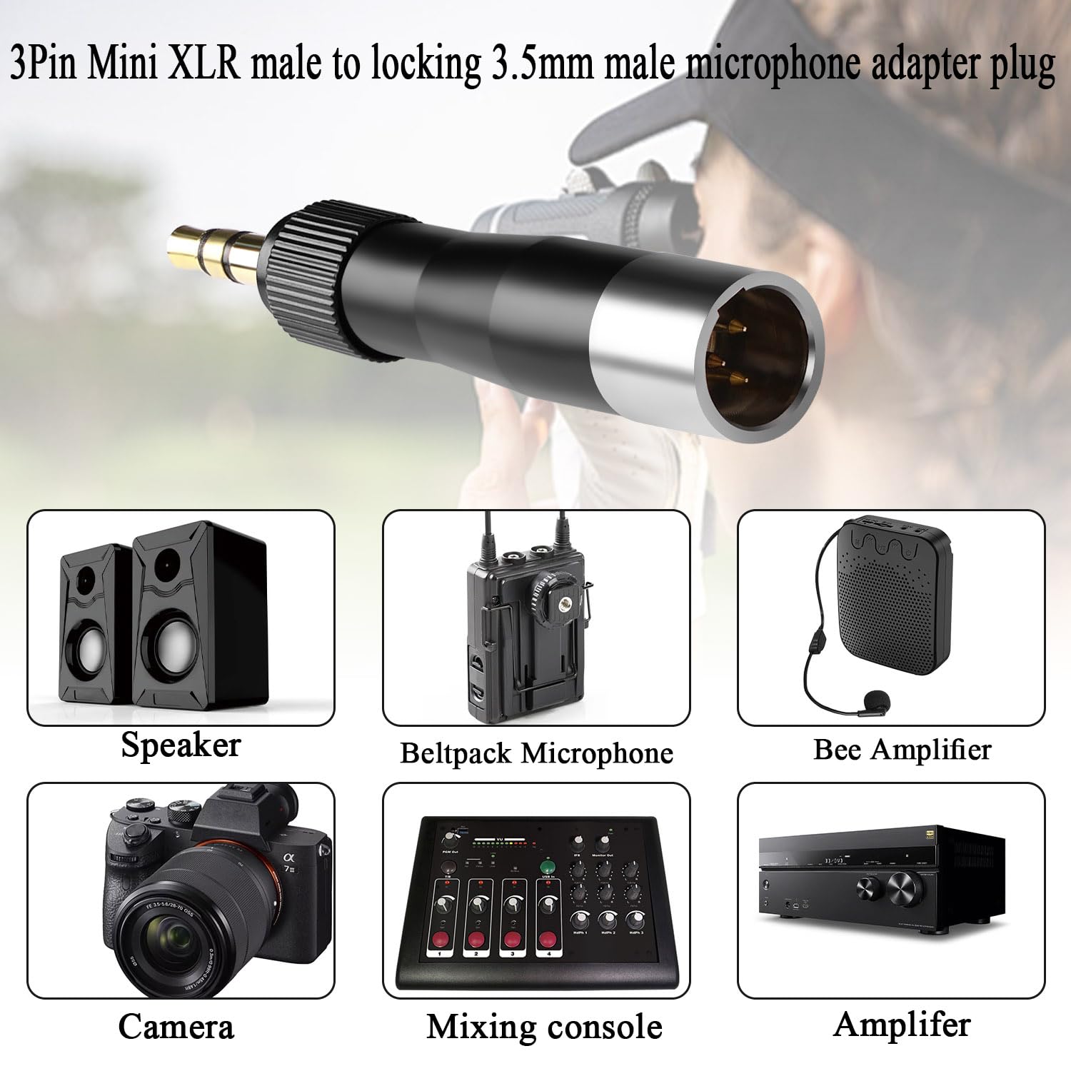 Adapter jack plug 3,5 mm vrouwelijk naar XLR mannelijk - audio jack plug mini jack 100% metaal - 3-polige pinnen - Adaptout Frans merk