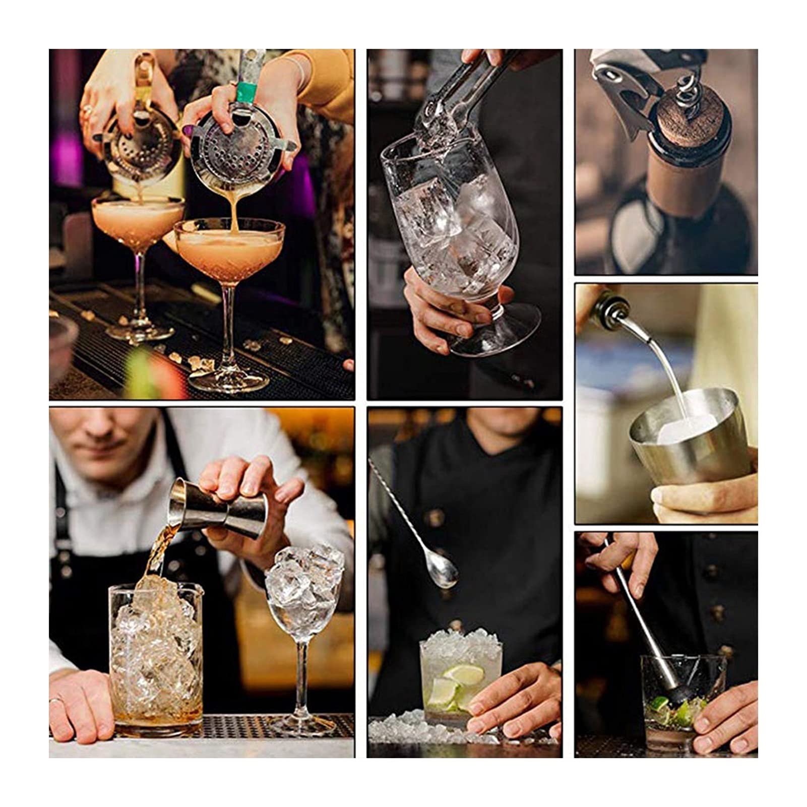 Liudan Coctelera para Cócteles Coctel Shaker Set Boston Bartender Kit con Soporte Acero Inoxidable Cóctel Coctelero Profesional Home Bar Herramientas Beber Fiesta Accesorios Juego de cóctel