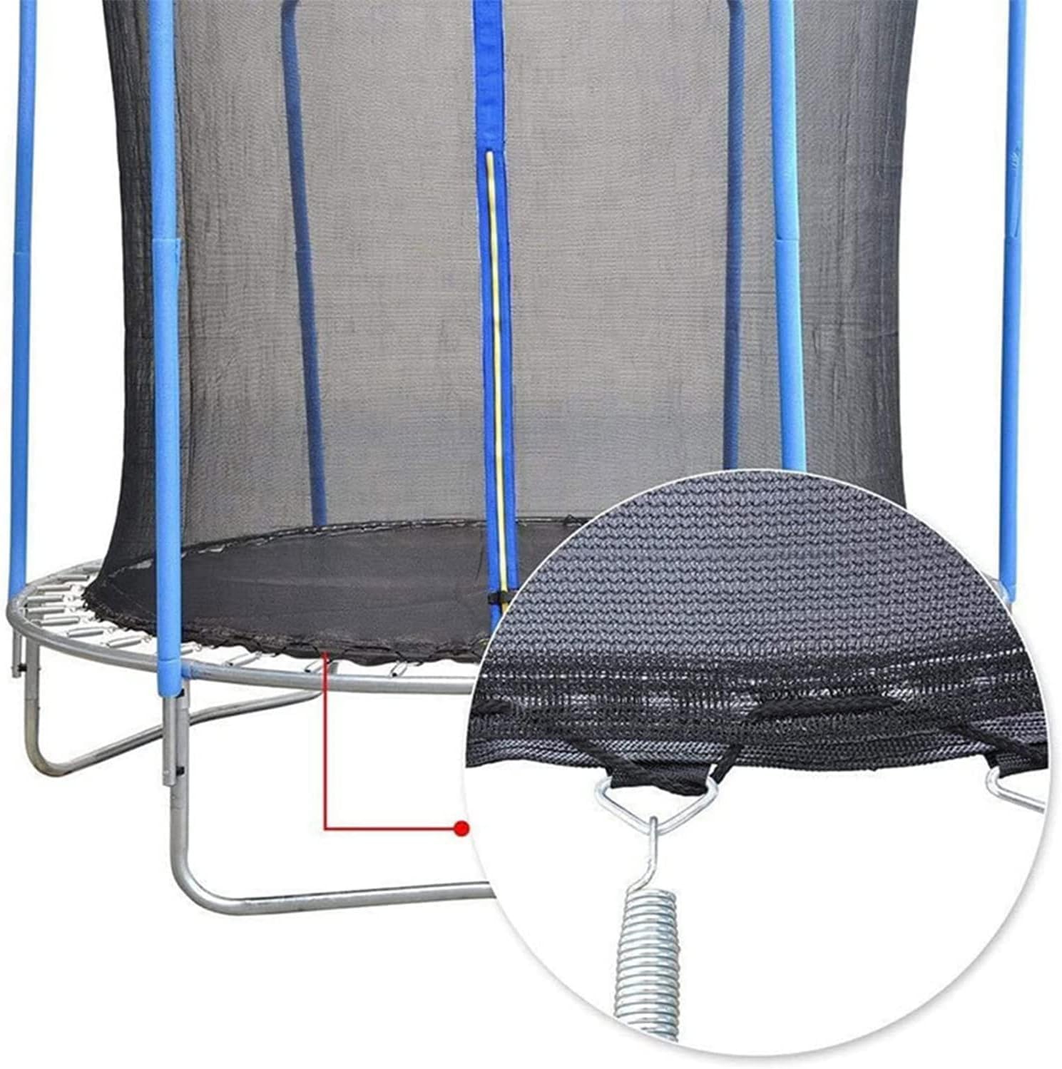 Wymiana siatki bezpieczeństwa, z 6-biegunowymi dwugłowymi zamkami błyskawicznymi trampoliny obudowa ochronna siatka tylko dla dzieci-siatka (Color : Nero, Size : 14FT+diameter 4.27m)