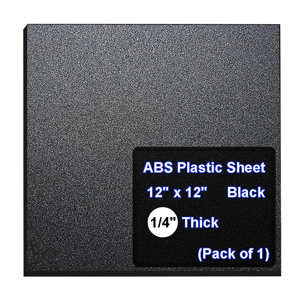 1/4" Thick Expanded PVC Plastic Sheets, ABS Plastic Sheet - 12" X 12" Thin Rigid Plastic Sheet,Black – Ideal for Signage, Displays, and Digital/Screen Printing (Matte & Textured Finish) 1-Pack