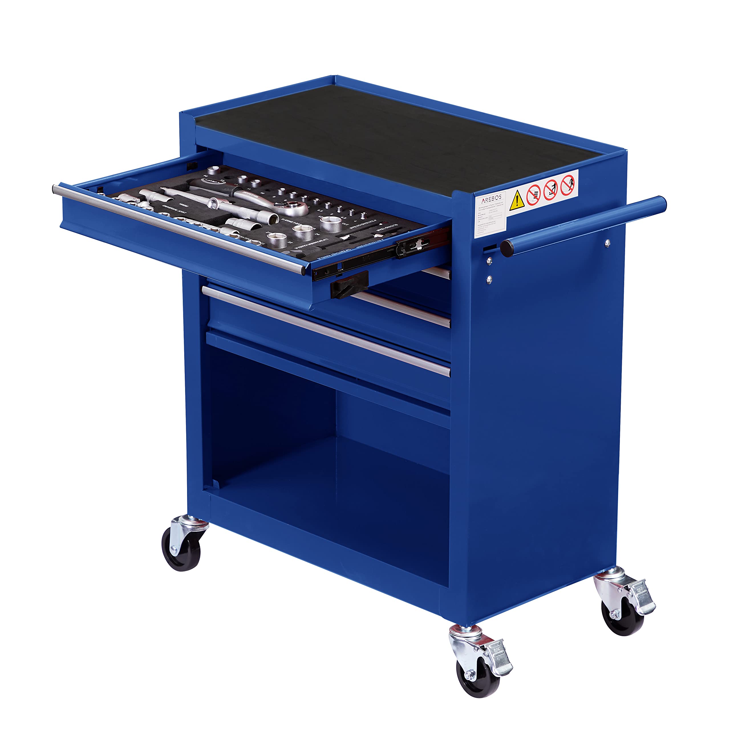 Carrello Portautensili AREBOS 4 Cassetti - Con 81 Attrezzi E Ruote Frenanti - Foto 9