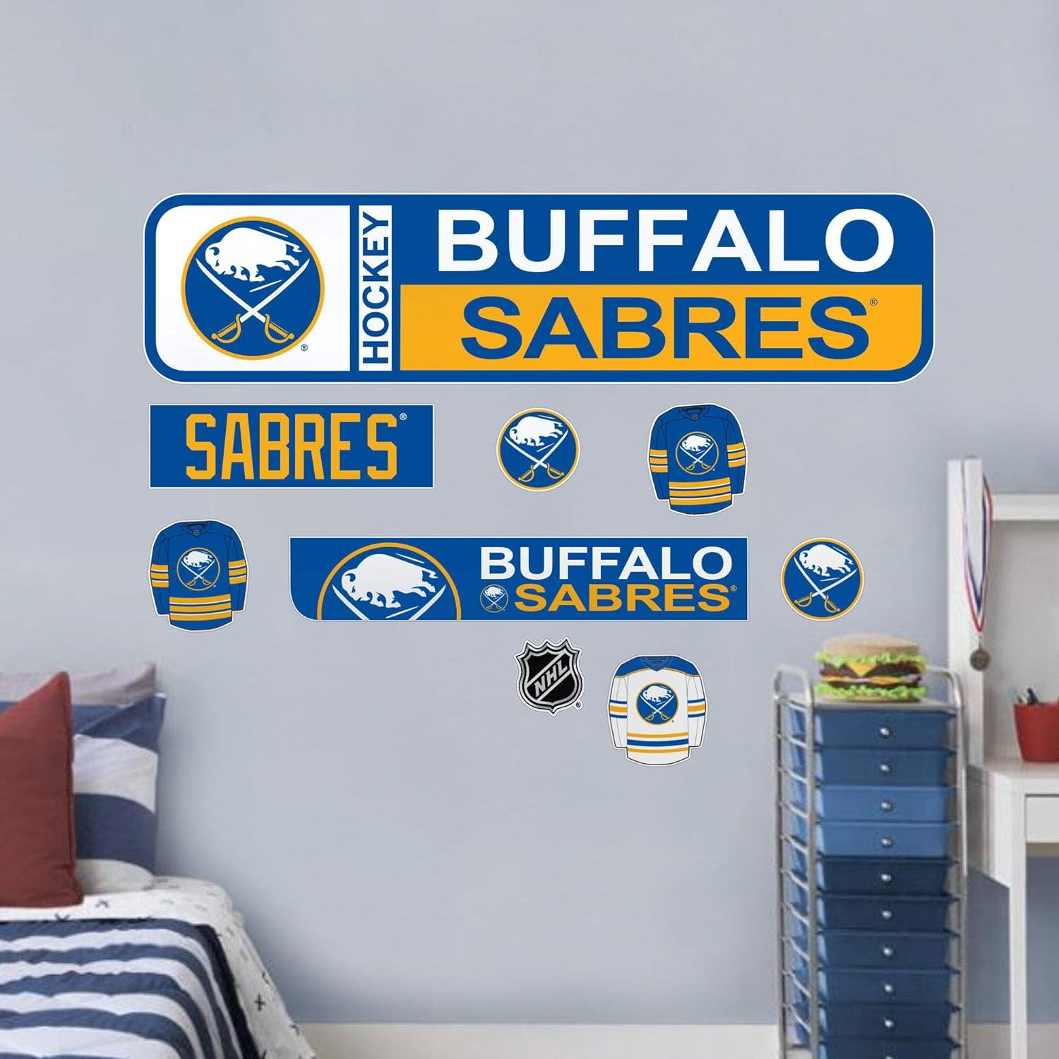 Sports Decor Buffalo Sabres Repositionable Wall Decal Set - Street Signs