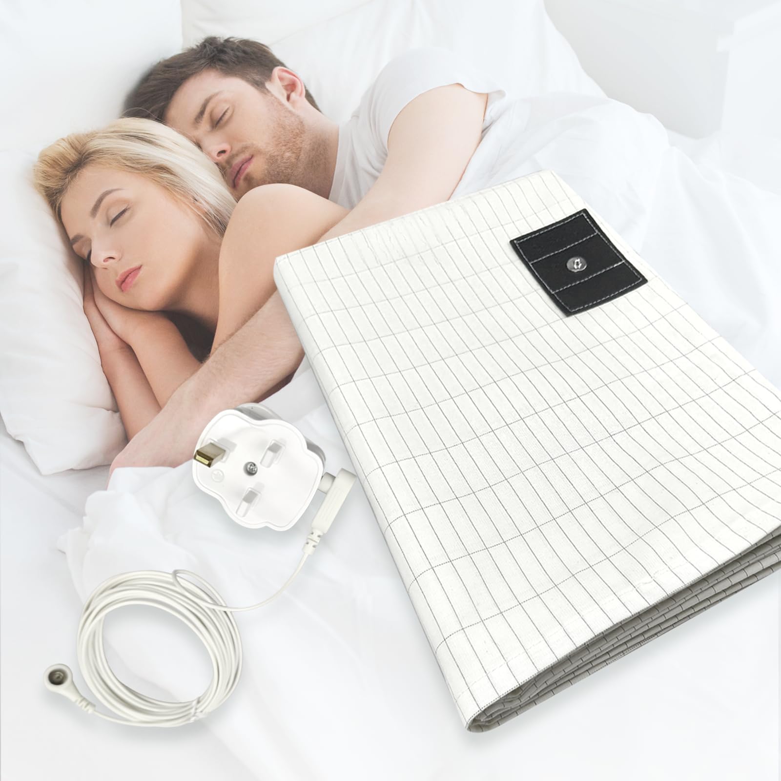 Swetfela Grounding Bed Sheet, Grounding Mat Earthing UK with 10% Silver Fiber & 90% Organic Cotton, Natural Wellness and Healthy Earth Energy Mat 99×203 cm — image 1