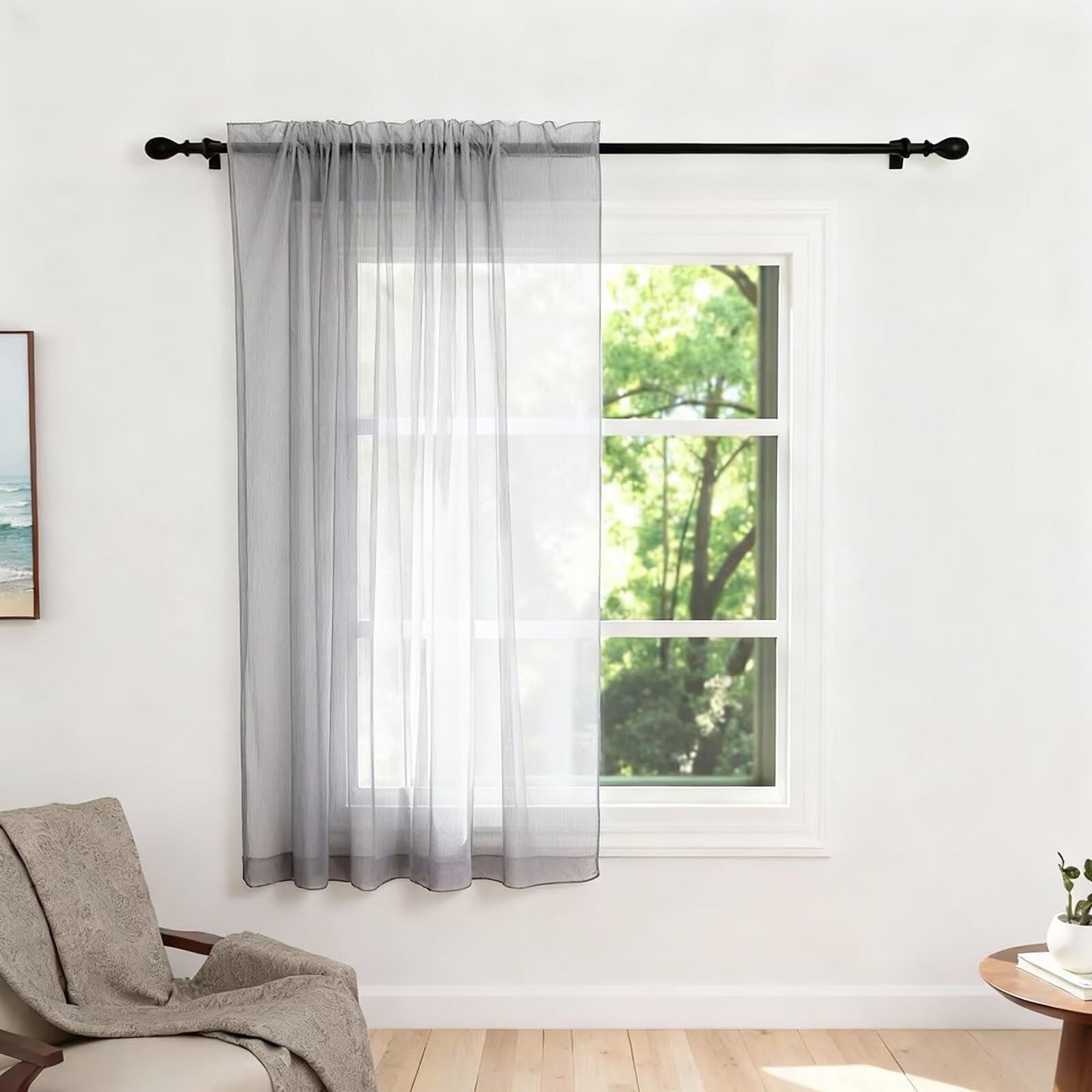 Cortinas de gasa semitransparentes para ventanas de salón, panel moderno de 152x137 cm