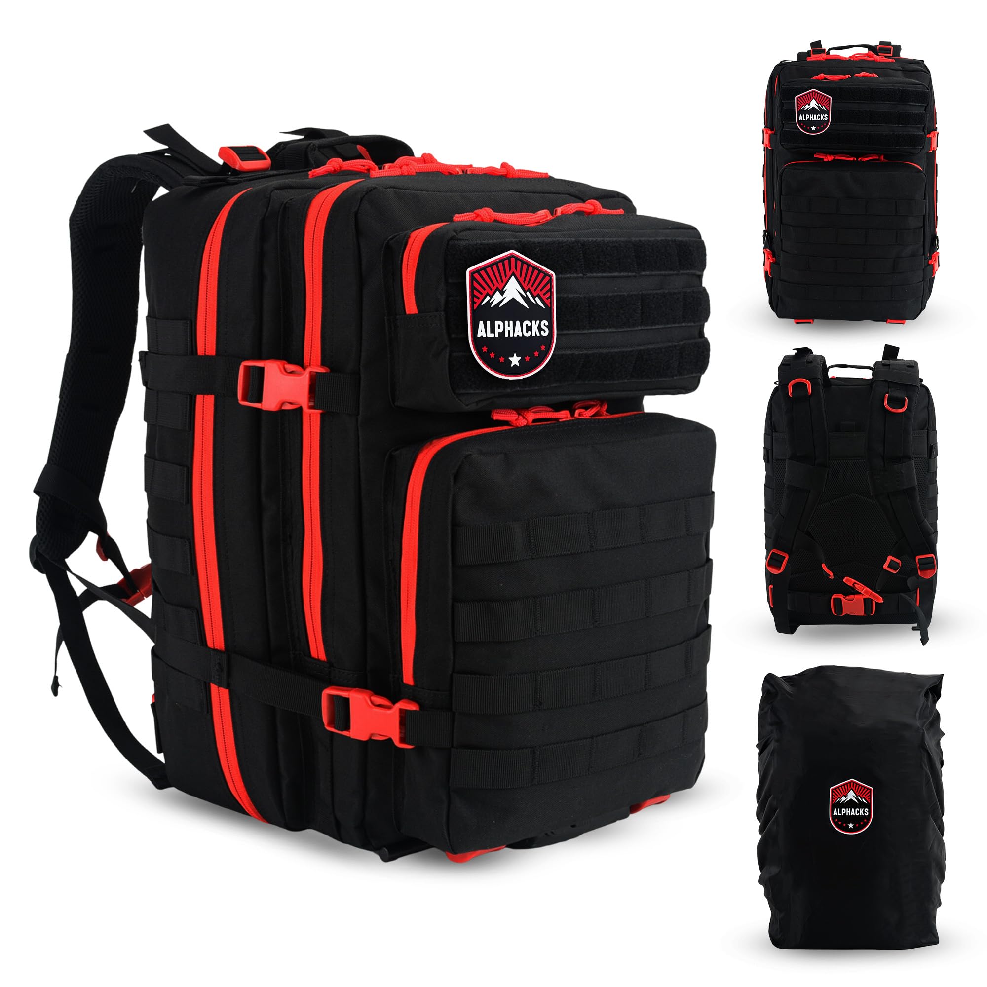 Zaino tattico militare, rosso, Grande, Tattico