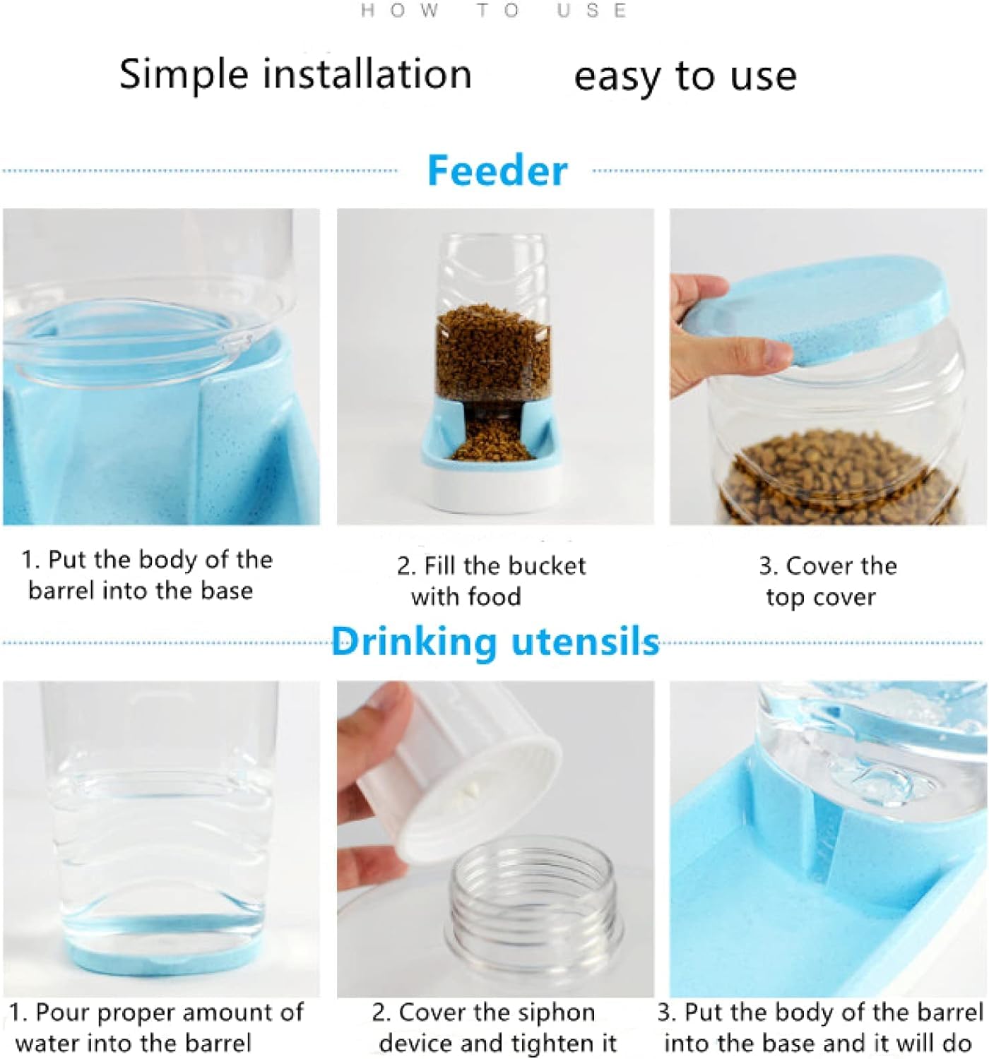 Distributeur de Nourriture Sèche,Distributeur Croquettes et Eau Automatique pour Chat Chien,Croquettes pour Chats et Chiens 3.8L Mangeoire Pratique,A