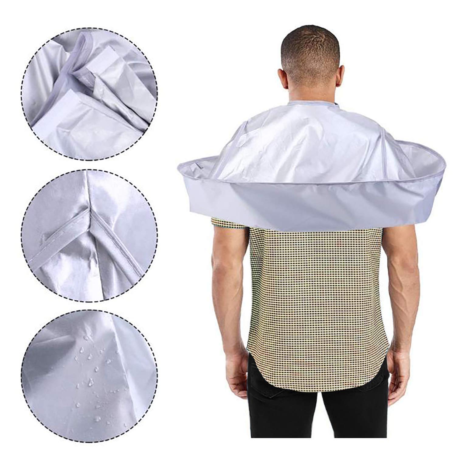 Voarge Mantellina Parrucchiere, Vestiti da parrucchiere tintura parrucchiere taglio di capelli mantello tridimensionale traspirante panno, Adulti e Ragazzo, Grigio Argento