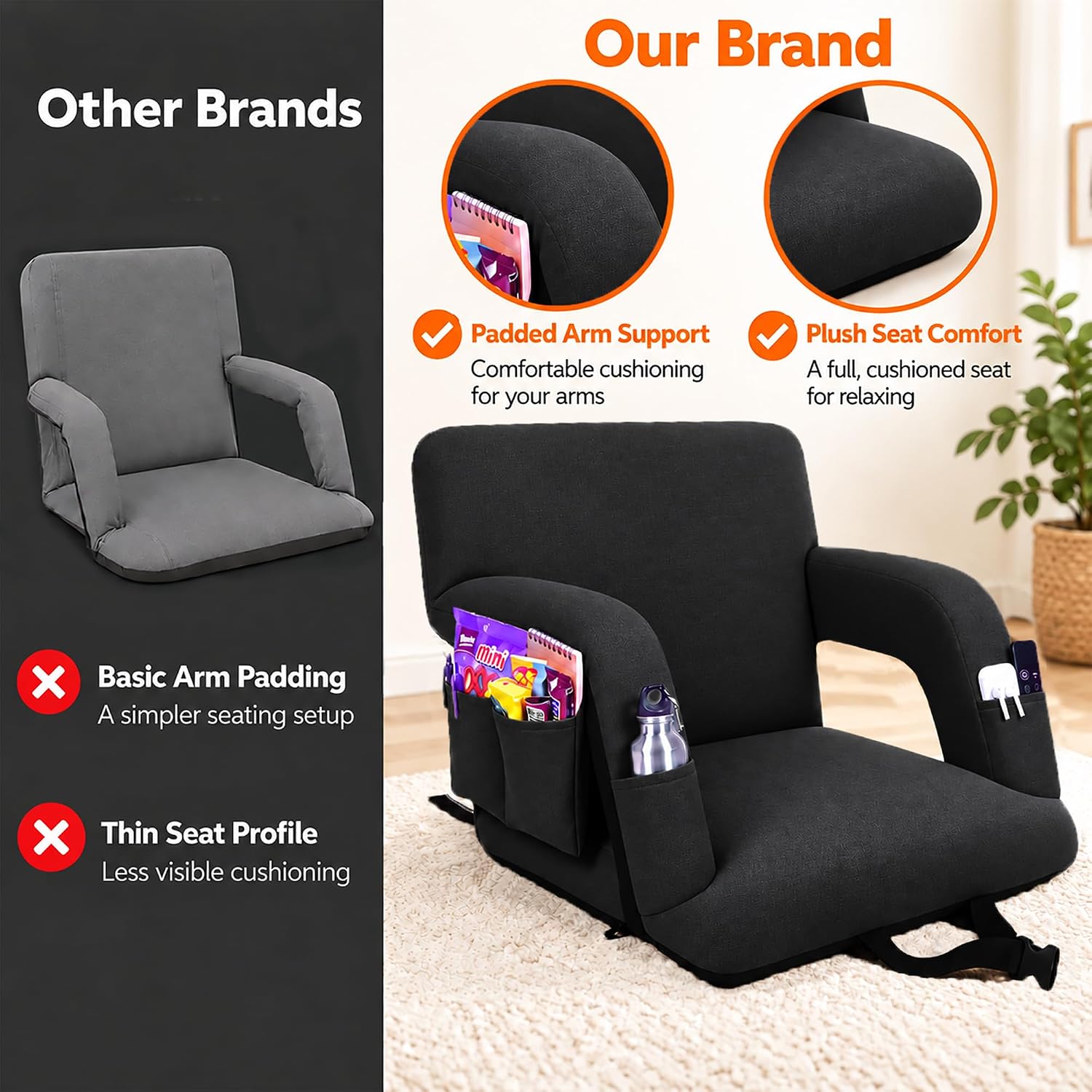 22.5” Stadium Seats with Back Support Wide for Bleacher, 1 Pack thumbnail