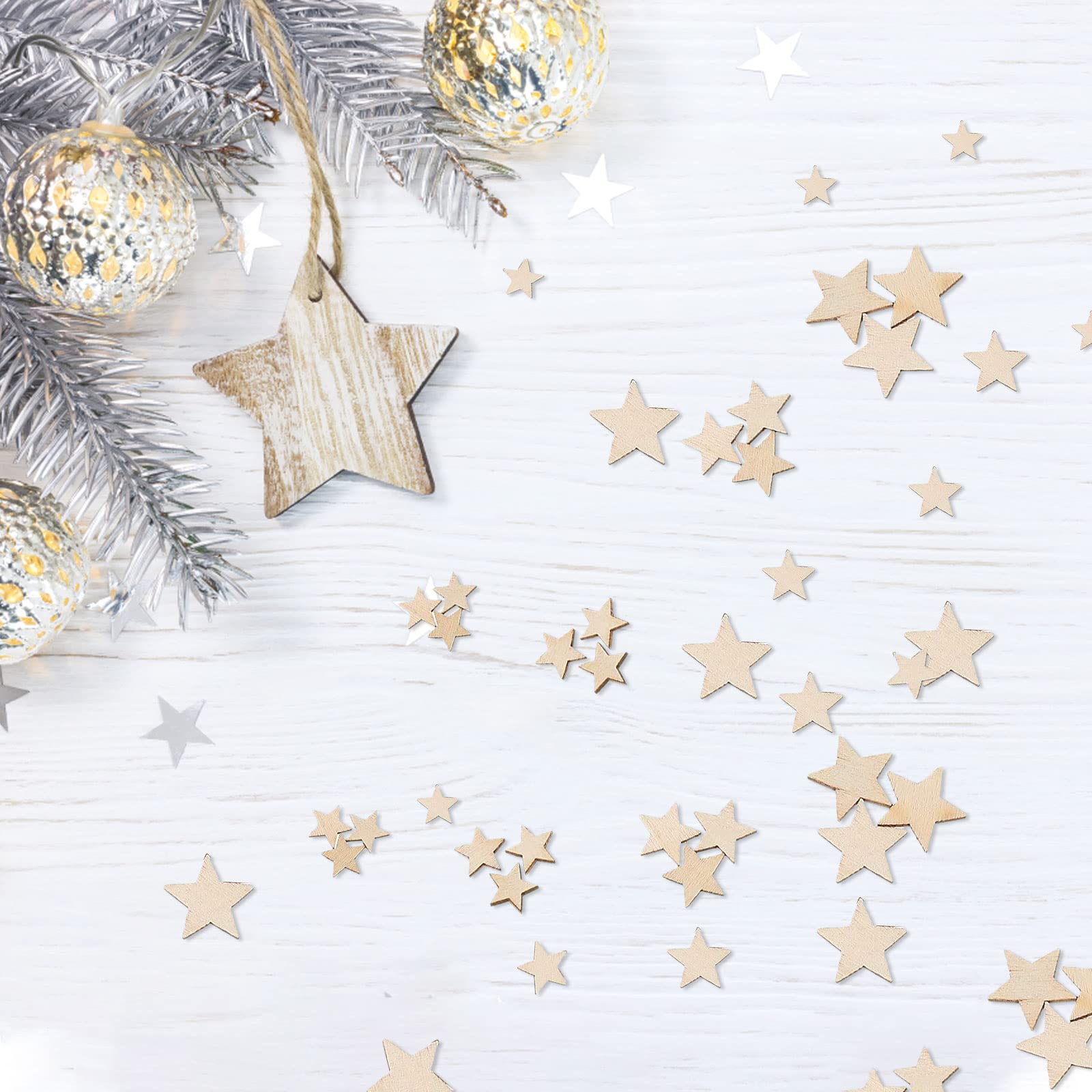 100-500 Mini Wooden Stars Slices Mixed Size Wooden Star Blank
