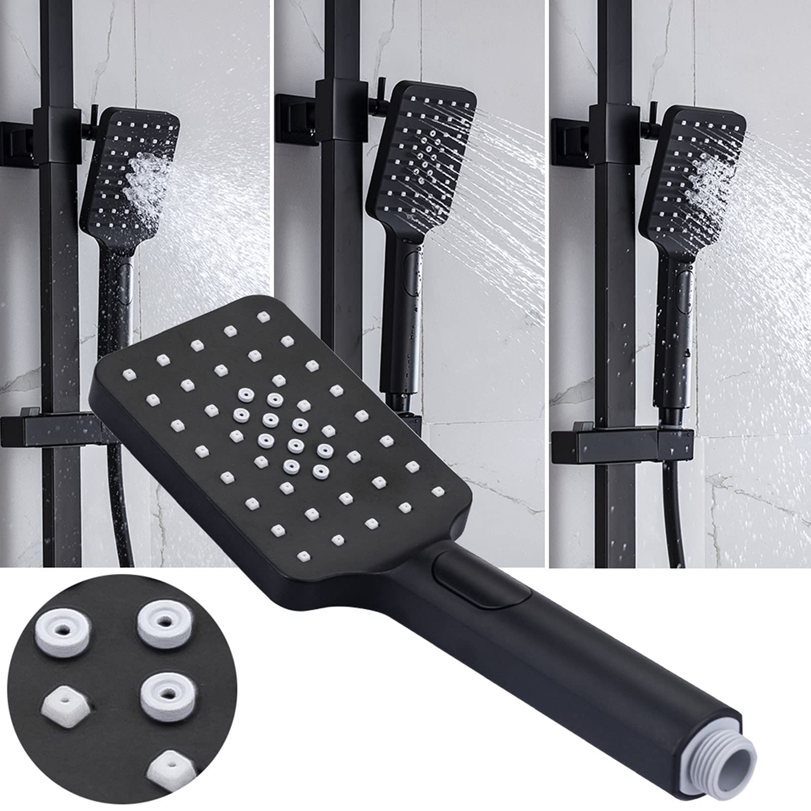 Set Rubinetto Doccia termostatico Nero Dorato, Set Display Digitale con soffione, doccetta, spruzzatore Bidet, beccuccio Vasca, Miscelatore Vasca