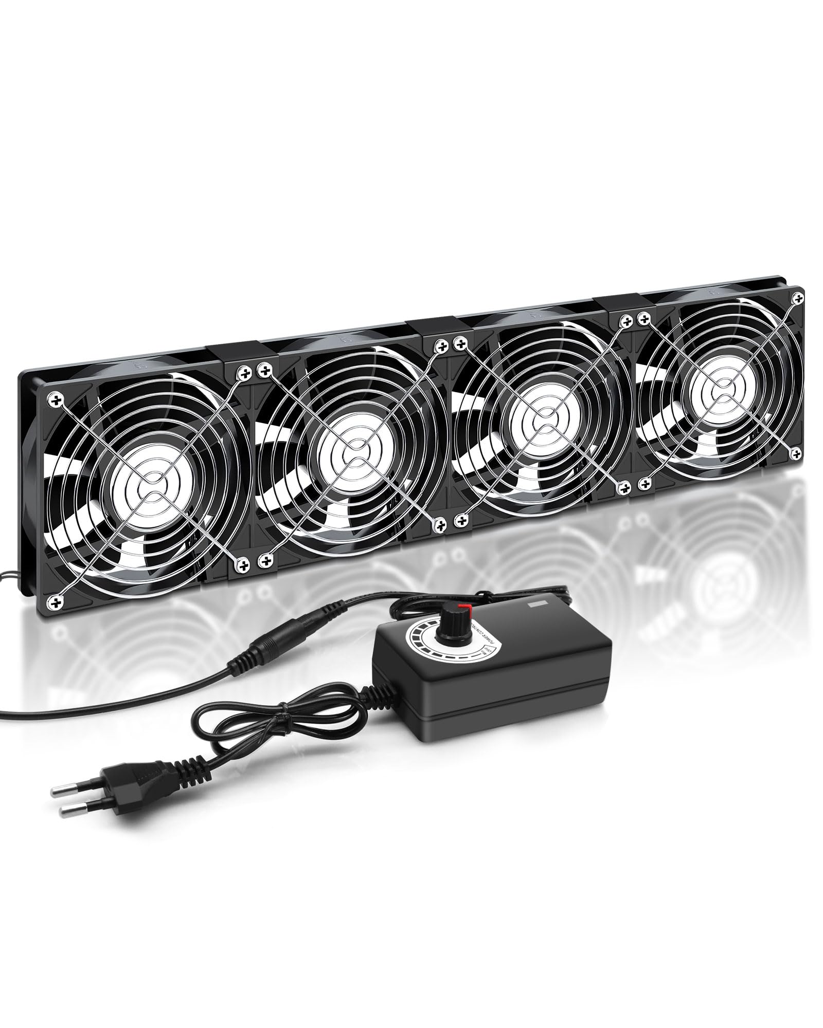 RUIZHI 480mm Gehäuselüfter 12V PC Lüfter - Computer Lüfter Einstellbare Windgeschwindigkeit, AC 220V - 240V, 2750 RPM, für PC Laptop, TV, Radio, Router, Vierreihiger