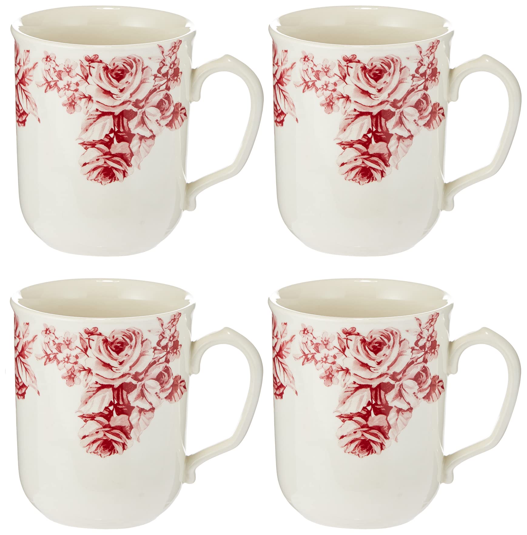 ClaytanGarden Rose Season Maroon Mug Set 4 Pcs