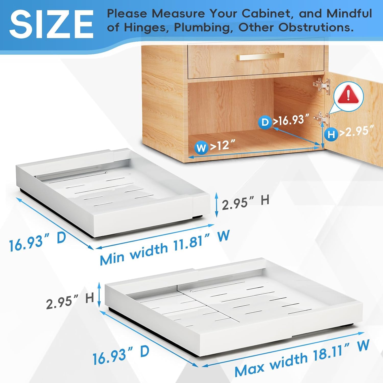 MostNow Pull Out Cabinet Organizer Extendable Sliding Slide Out Pantry Shelves Storage No Punch for Kitchen Base Cabinet Organization, Pantry, Bathroom Adjustable Width 12.4" to 20.4" (White-1Pack)