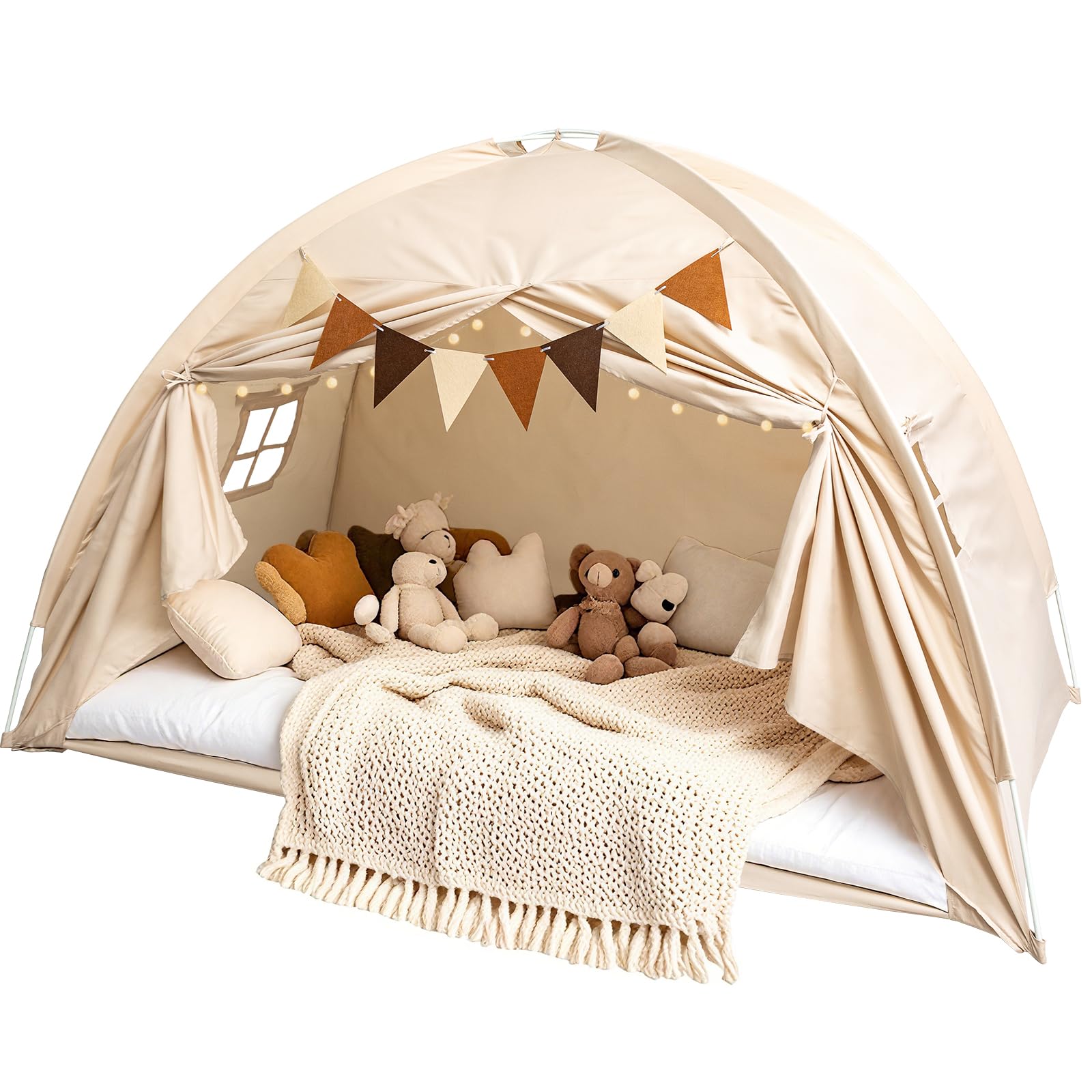Photo 1 of Quinnsus Twin Size Bed Canopy Bed Tents for Kids - Portable Sleeping Blackout Bed Tents with Star Projector Breathable Private Space Drafty Room Floor Tents