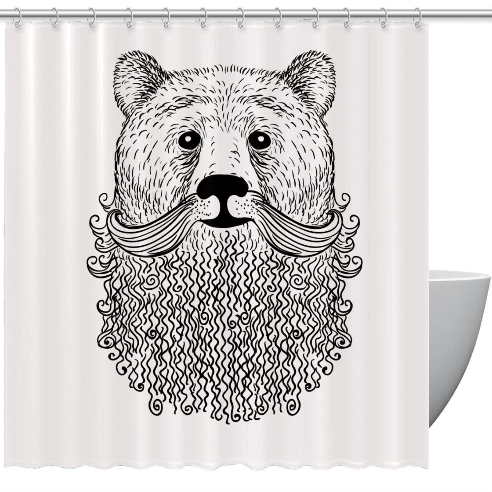 Rideau de douche ours de qualité supérieure en tissu imperméable et coloré 183x183