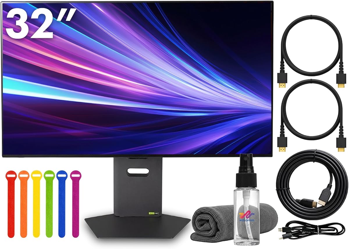 LG Ultragear 32GX870A-B 32" Dual-Mode Gaming Monitor Bundle | 4K UHD (3840×2160) 240Hz / FHD 480Hz, OLED Display, 0.03ms, G-SYNC, FreeSync Premium Pro, HDMI & DisplayPort + Cable Ties + More