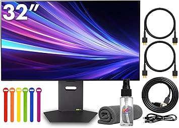 LG Ultragear 32GX870A-B 32" Dual-Mode Gaming Monitor Bundle | 4K UHD 38402160 240Hz / FHD 480Hz, OLED Display, 0.03ms, G-SYNC, FreeSync Premium Pro, HDMI & DisplayPort + Cable Ties + More