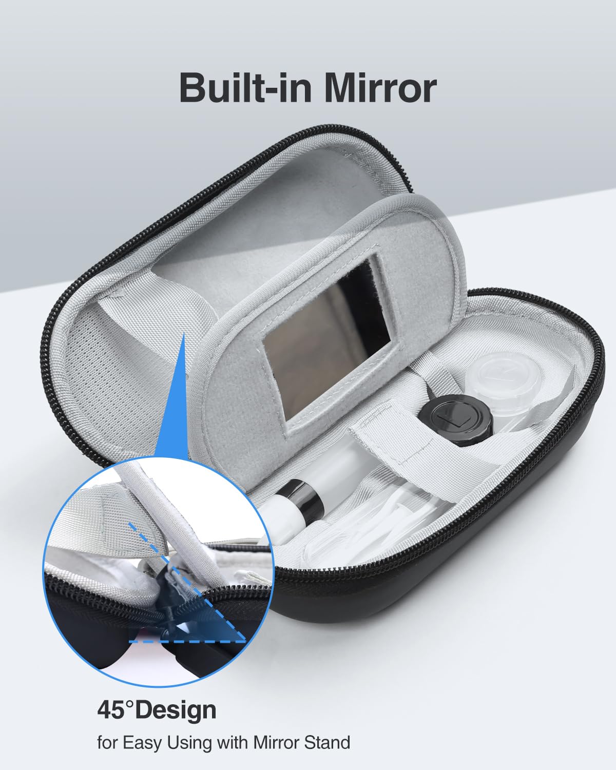 Luxtude Contact Lens Case, 2 w 1 Cute Contact Lens and Glass Case, czarny, S, Basic