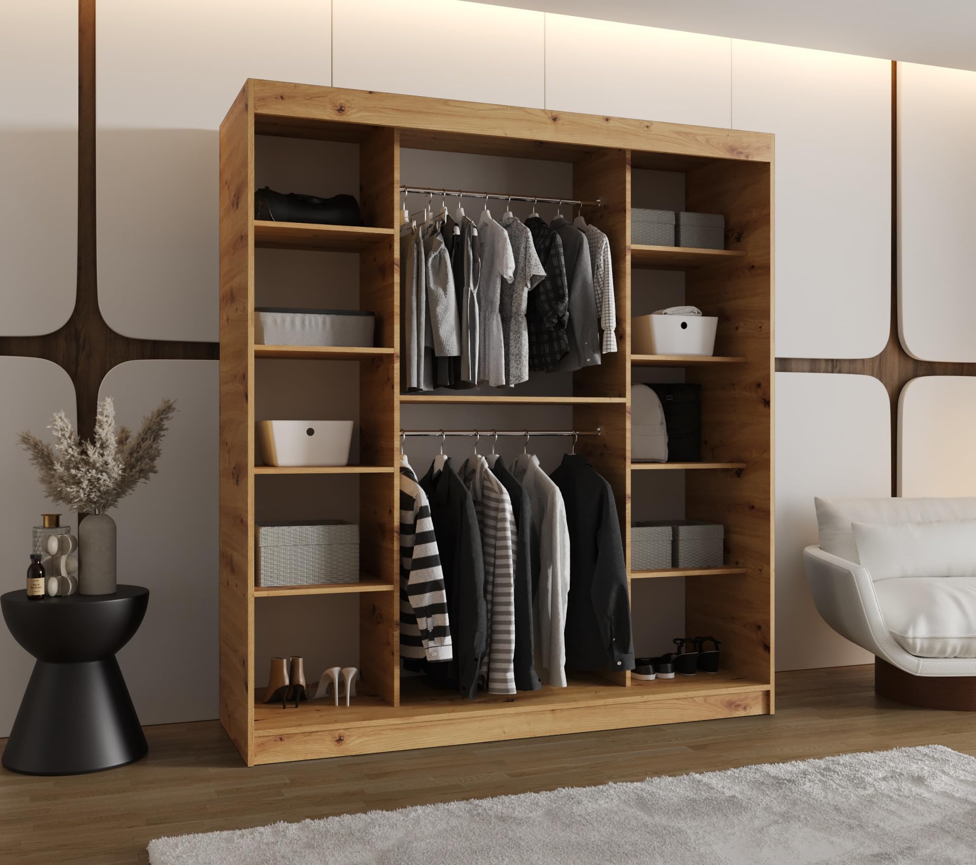 ABIKSMEBLE Armoire Porte coulissante Lucy - Armoire Chambre - Dressing Chambre Adulte - Penderie Vetement Dressing - Garde Robe - Placard Chambre - 2 Portes - Closet