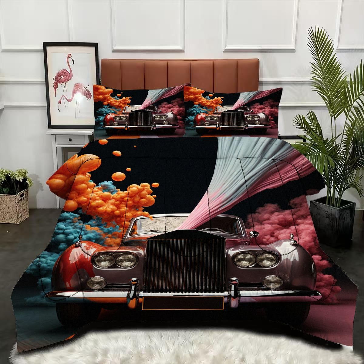 Couette 200 x 200 cm Voiture de Sport 3D lavable en machine pour simplifier le lavage du lit