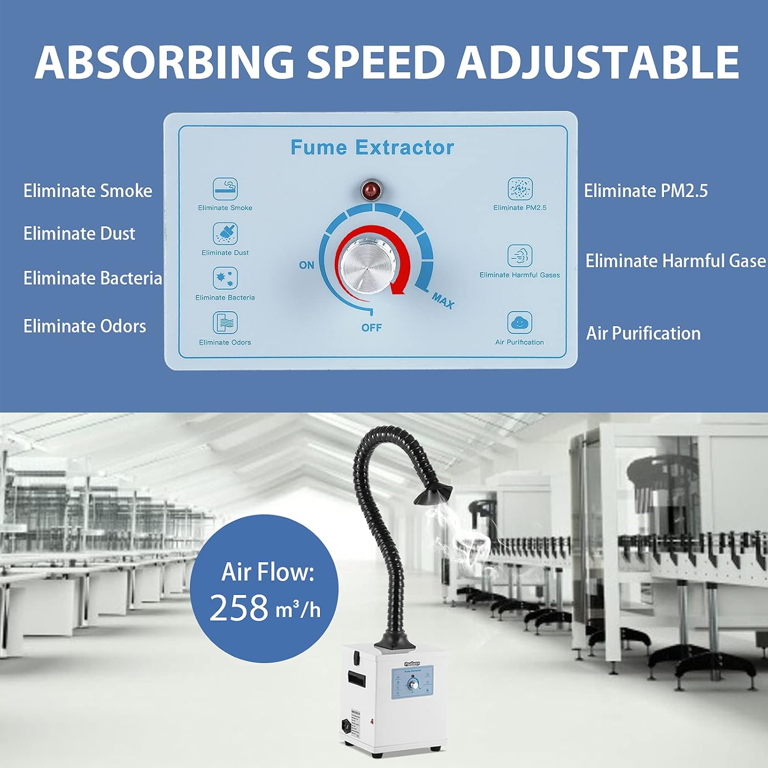 🔥 Poafamx Fume Extractor Solder 152CFM Adjustable Suction with 3 Stage Filters Smoke Absorber for Soldering Welding DIY Work 110V