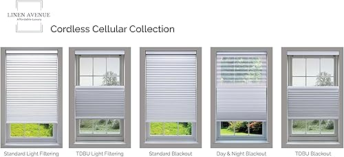 Miniatura 7 de Linen Avenue Persiana celular opaca de arriba hacia arriba sin cables, 37 pulgadas de ancho x 66 pulgadas de alto, color blanco