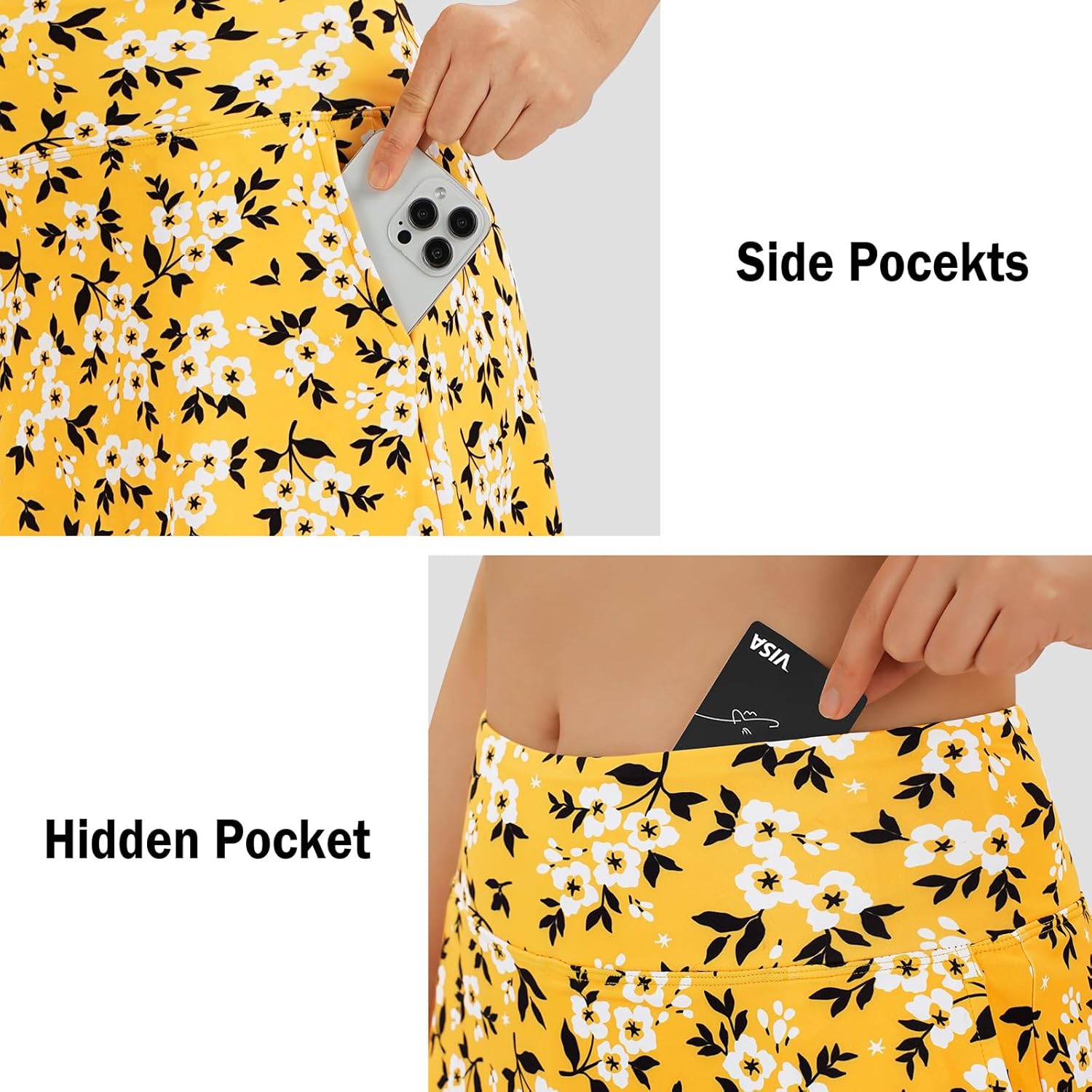 BEROY Women's 20" Knee Length Skorts Skirts Athletic Golf Skorts Casual Tennis Skirt with Pockets