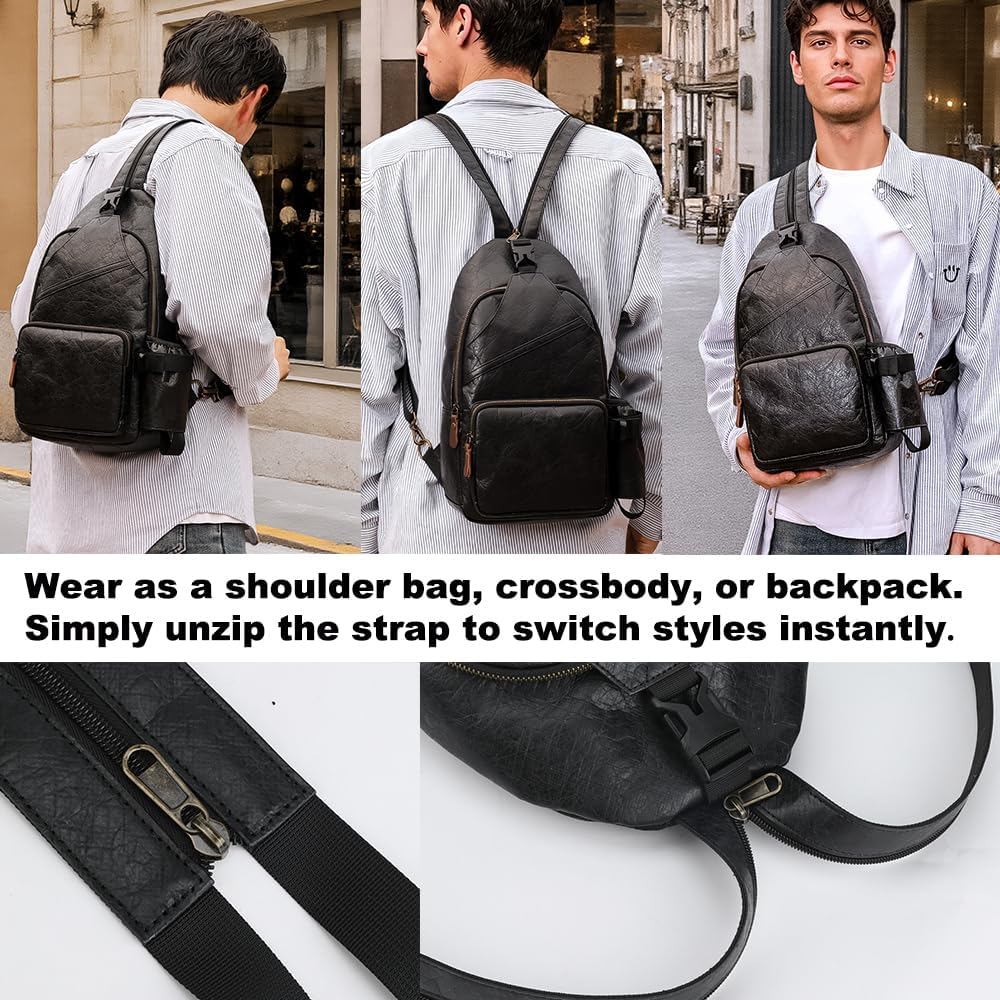 XINCADA Black Crossbody Bags For Men Women - Waterproof Small Sling Bag - Mini Hiking Backpack Purse