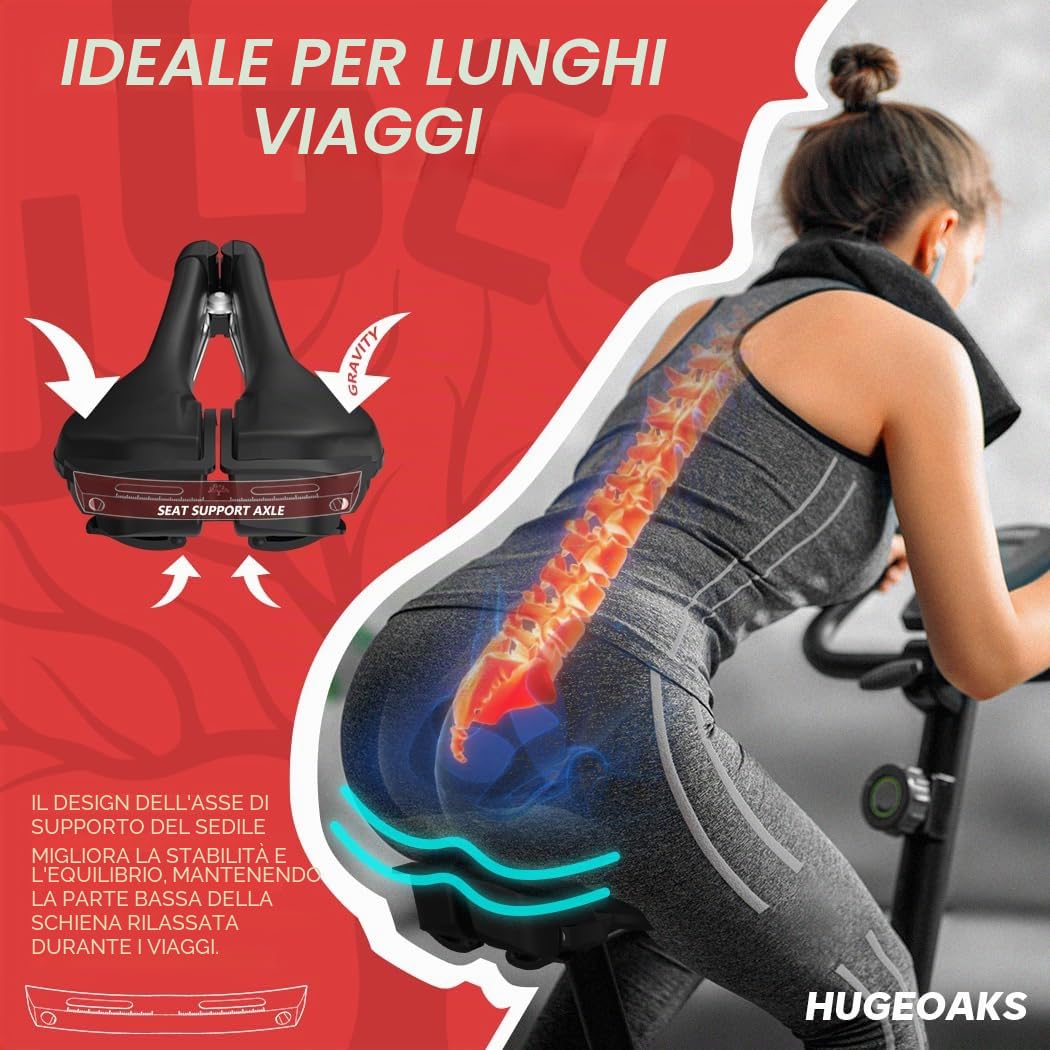 Sella per bicicletta con larghezza regolabile in modo continuo – Comodo e adatto alla prostata per MTB, bici da corsa, bici da città e bici da casa