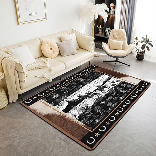 Miniatura 13 de Feelyou Alfombras para sala de estar de caballo, 5 x 7 pulgadas, para niños y niñas, estilo japonés, juego de alfombras decorativas de color naranja