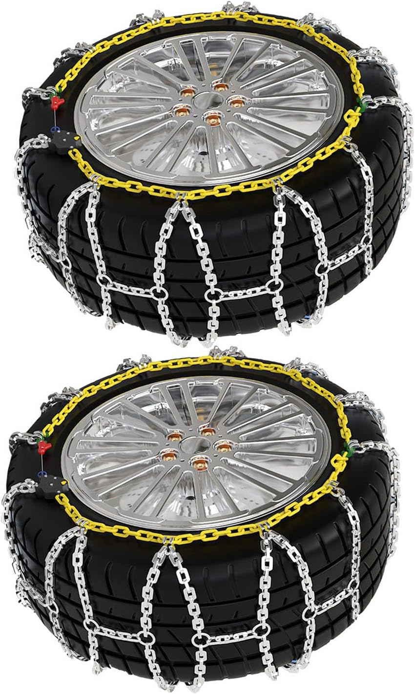 2 PCS Snow Chains for Car, SUV, Pickup and Truck Auto Tightening 205/70R14