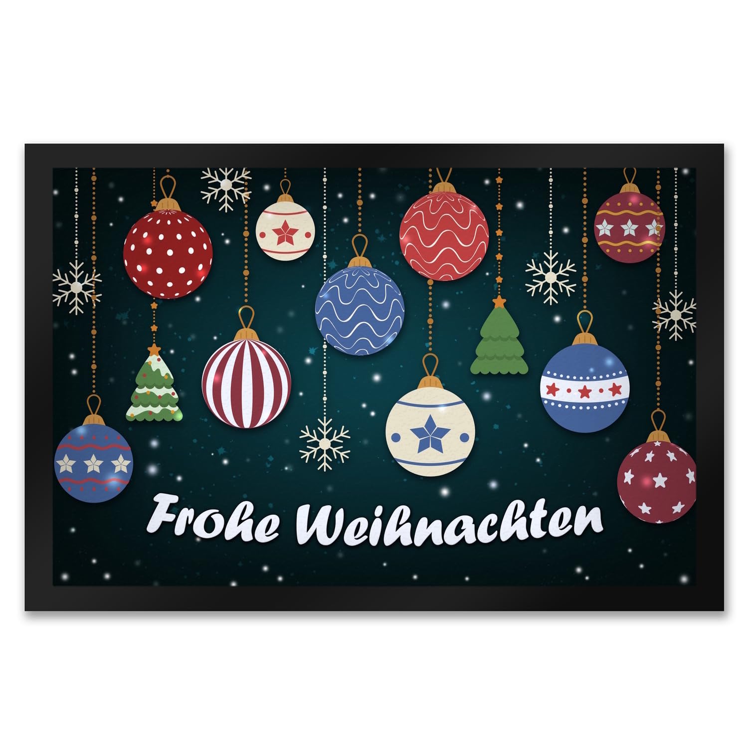 trendaffe - Frohe Weihnachten Fußmatte XXL mit Christbaumkugeln Motiv
