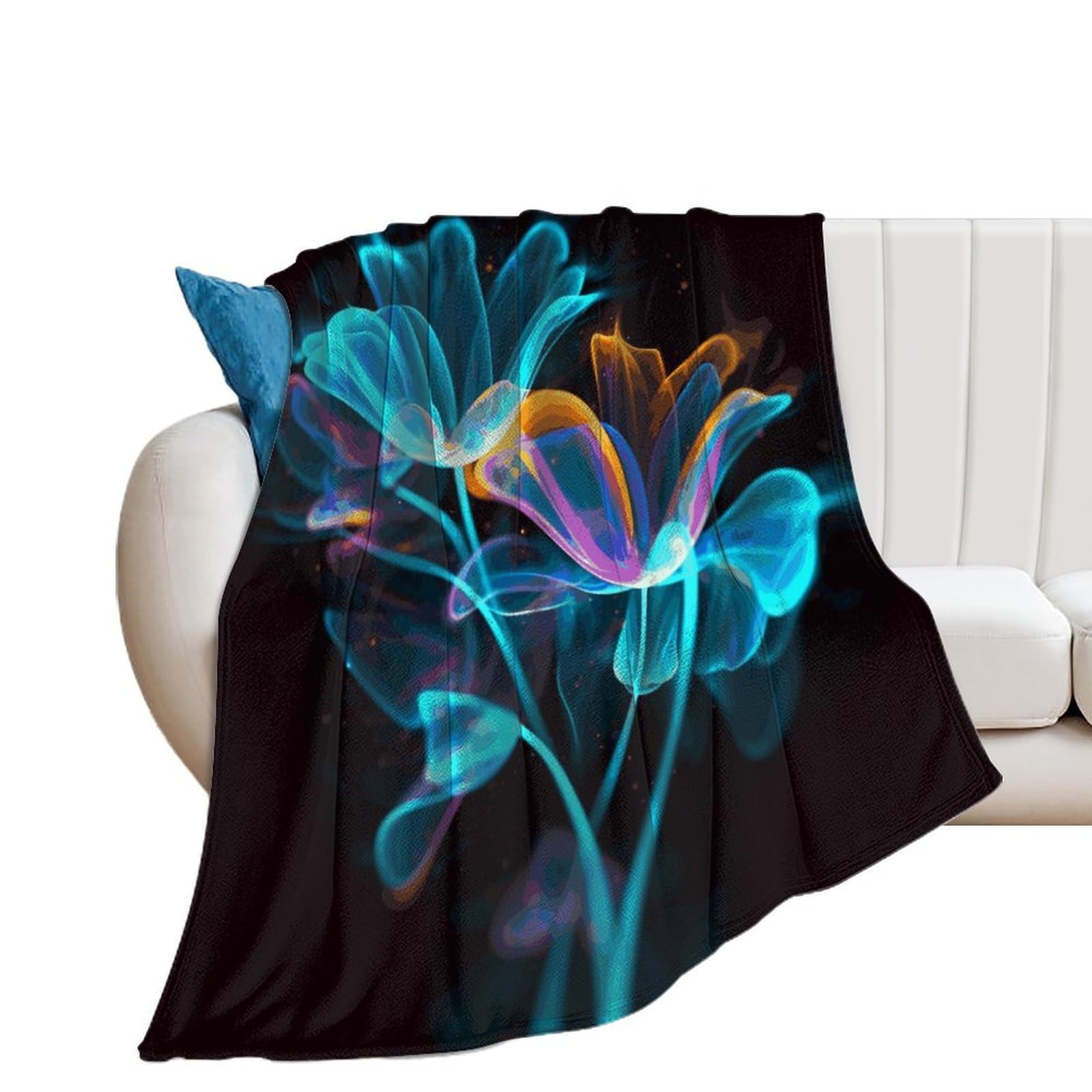 Couverture douce fleurs fluo le cadeau idéal chaud et pelucheux pour elle