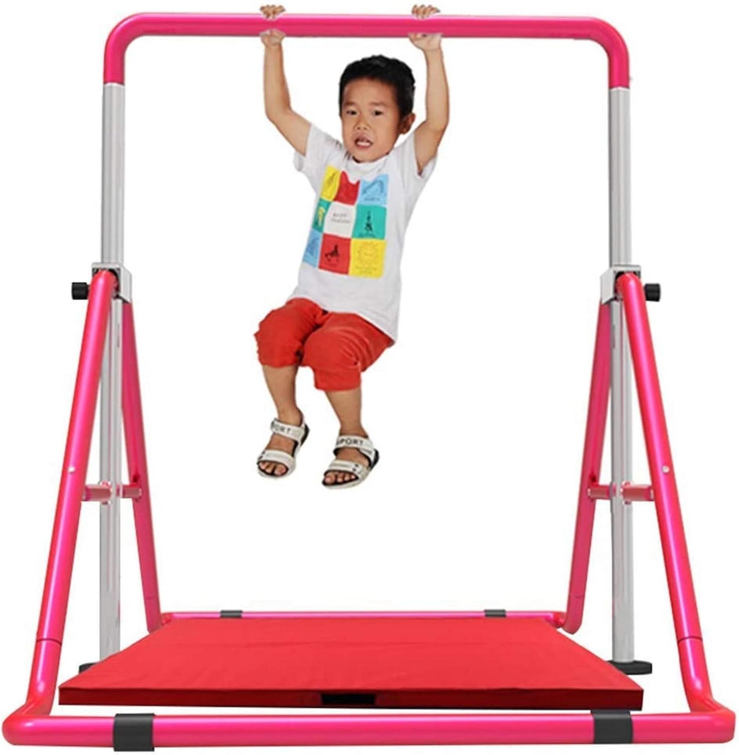 Gymnastics Horizontal Bars Expandable Junior Gymnastics Bars Adjustable Folding Kids Gymnastics Training Bar Sports Training Equipment High Bar,BlueA