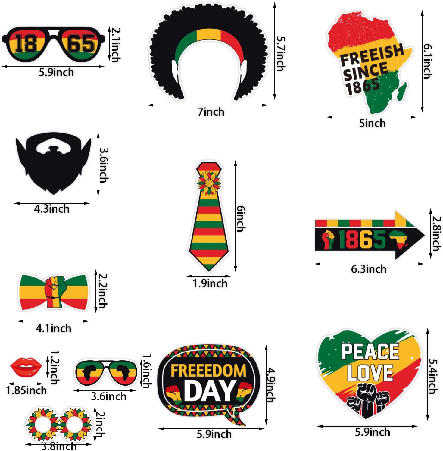 Juneteenth Freedom Day Photo Booth Props Party Supplies - Funny African-American Party Favors Decorations - Black Freedom Day Party Decorations - Set of 20 Counts