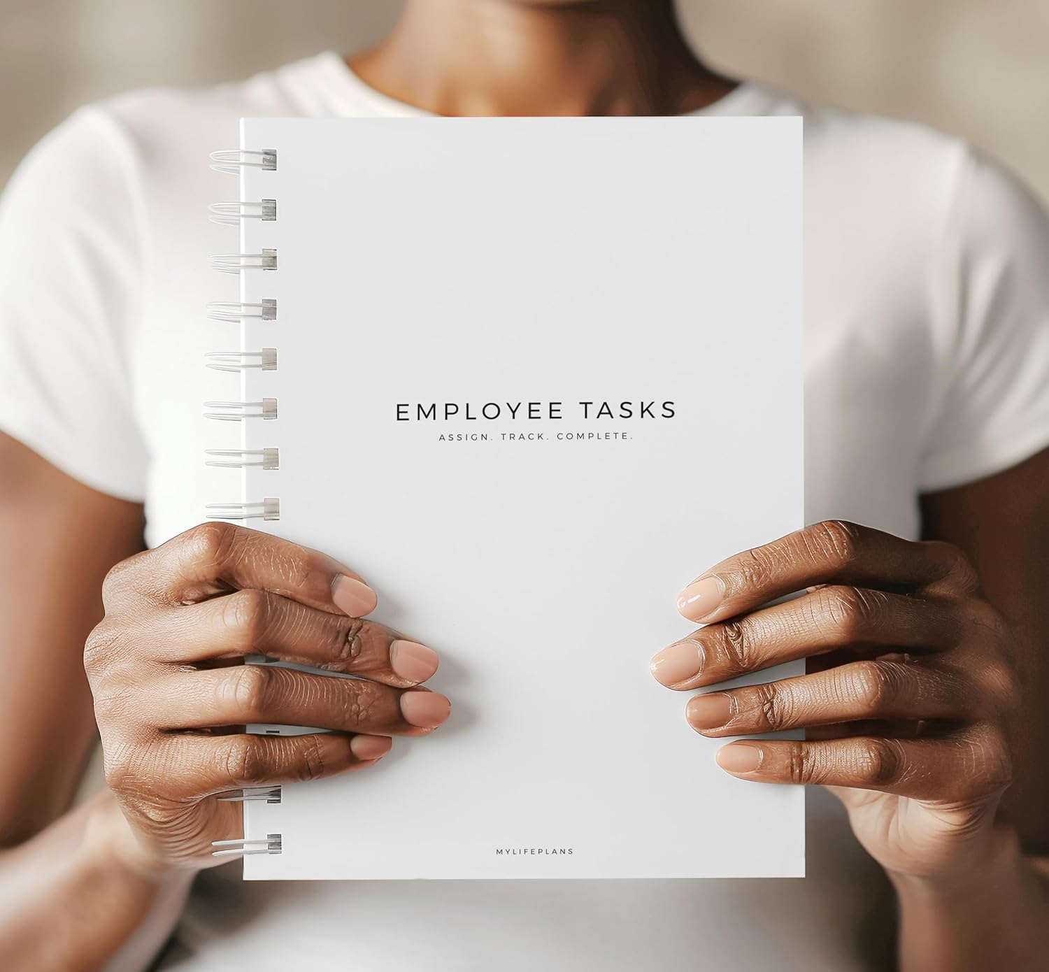 MYLIFEPLANS Work Task Tracker Notebook for Employees – A5 120 Pages – Task, Due Date & Completion Log with Notes Section – Lay Flat Wire Binding (White, Hardcover)      Spiral-bound – Notebook