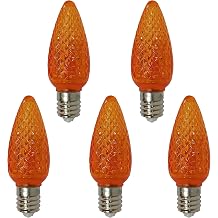 UL Listed Box of 25 C9 Led Replacement Bulbs,3 SMD LEDs in Each C9 E17 Dimmable Lights Bulb for Outdoor String Lights,Full Waterproof and Break Resistant Orange