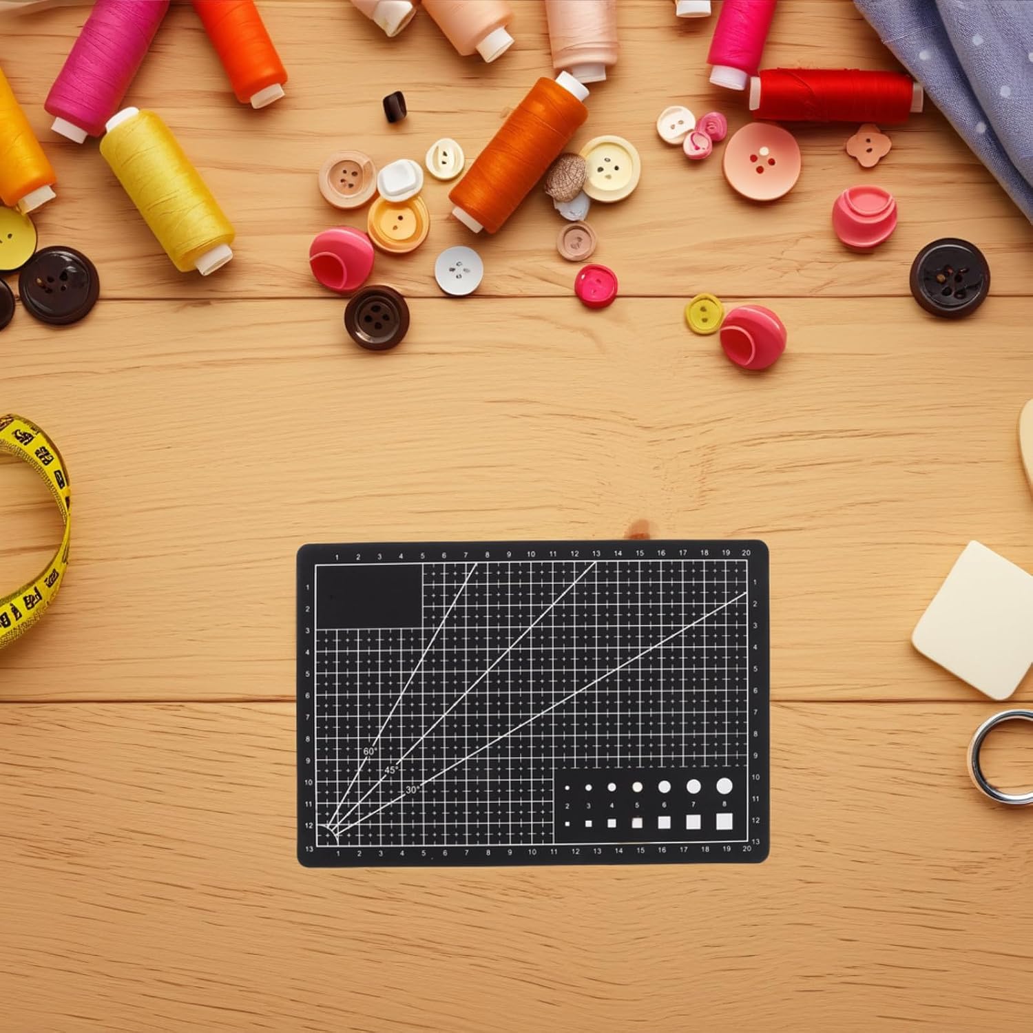 SMASOLO A5 Black Pvc Cutting Mat Double-sided Sewing Cutting Board for Crafting and Quilting Measurement Grid Model Building and Scrapbooking