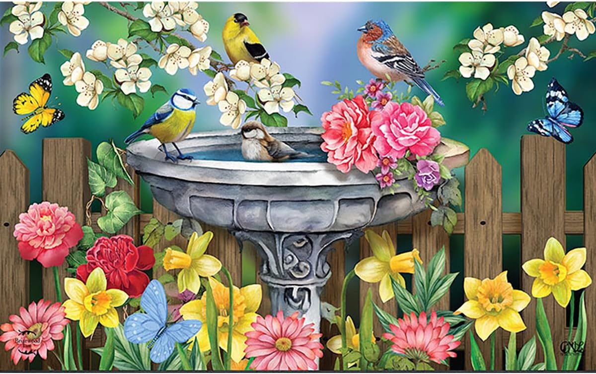 Briarwood Lane Birdbath in Bloom Doormat
