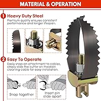 Vista 3 de 52817 T-231 - Herramienta de limpieza de drenaje de acoplamiento de cable C resistente de 2-1/2 pulgadas, se adapta a cables seccionales C-4 C-6 C-7