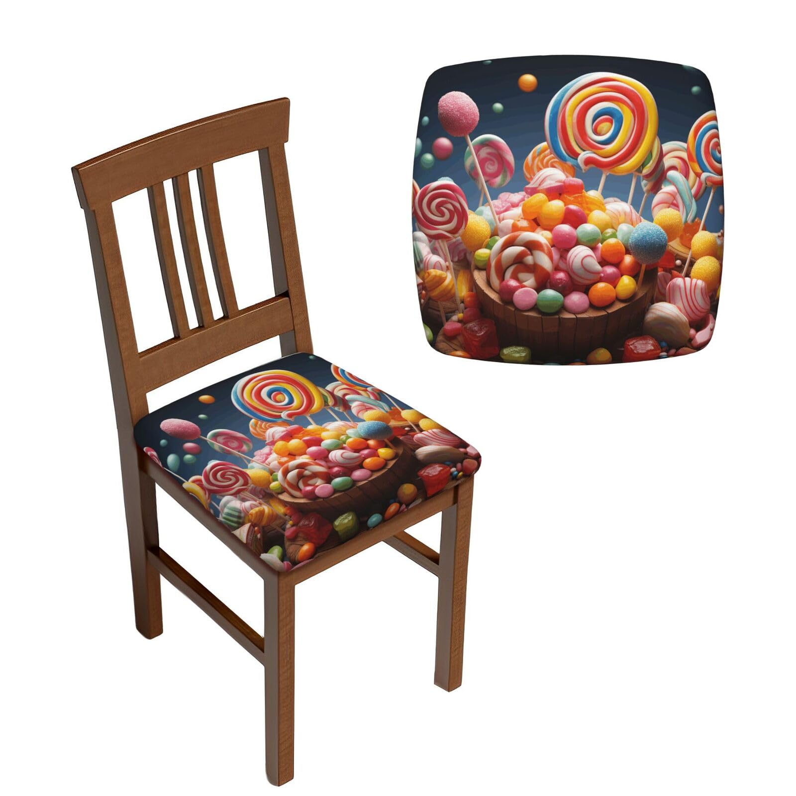 NONHAI 6PCS Dining Chair Seat Covers Set Colour Candy Stretch Removable Chairs Covers Washable Seat Cushion Slipcovers Protector for Dining Room Kitchen Chairs