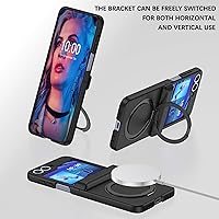 Vista 6 de Funda magnética diseñada para Samsung Galaxy Z Flip 6/5 con protección de bisagra, protector de pantalla y soporte [compatible con MagSafe], funda