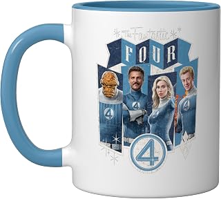 Marvel The Fantastic Four: First Steps Vintage Style Team Ceramic Mug, Blue/White, 11oz