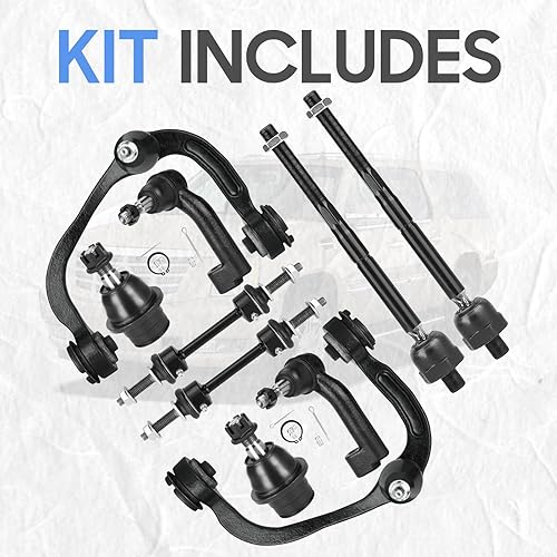 Miniatura 4 de Brazos de control superiores delanteros 4WD con barra estabilizadora de rótula, varillas de acoplamiento, kit de suspensión para Ford F-150