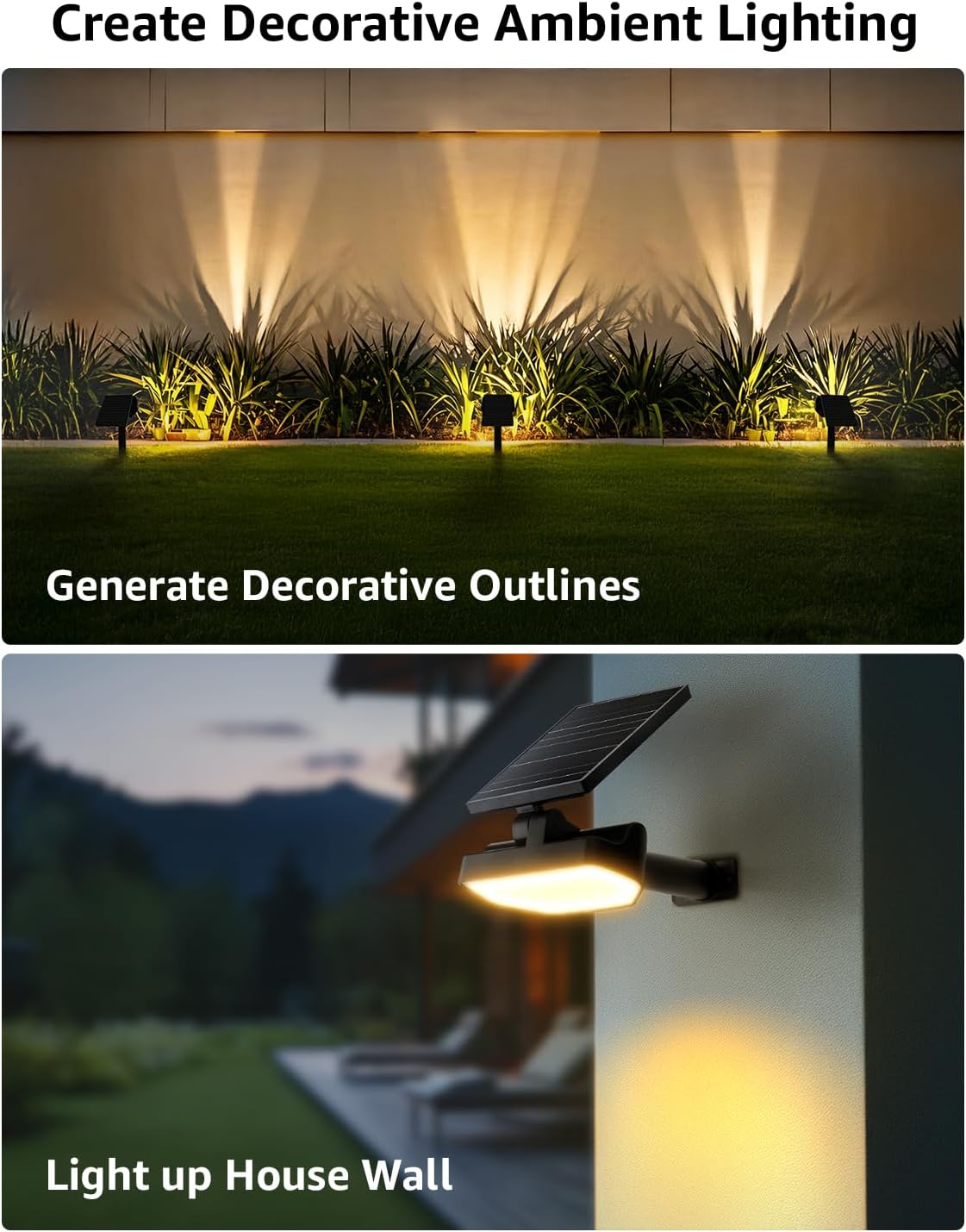 Lepro Solar Decorative Spot Lights 2 Pack, Warm White Accent Lights for Garden Ambiance, IP65 Waterproof Adjustable Landscape Lighting to Highlight Statues, Plants, Pathways & Yard Decor