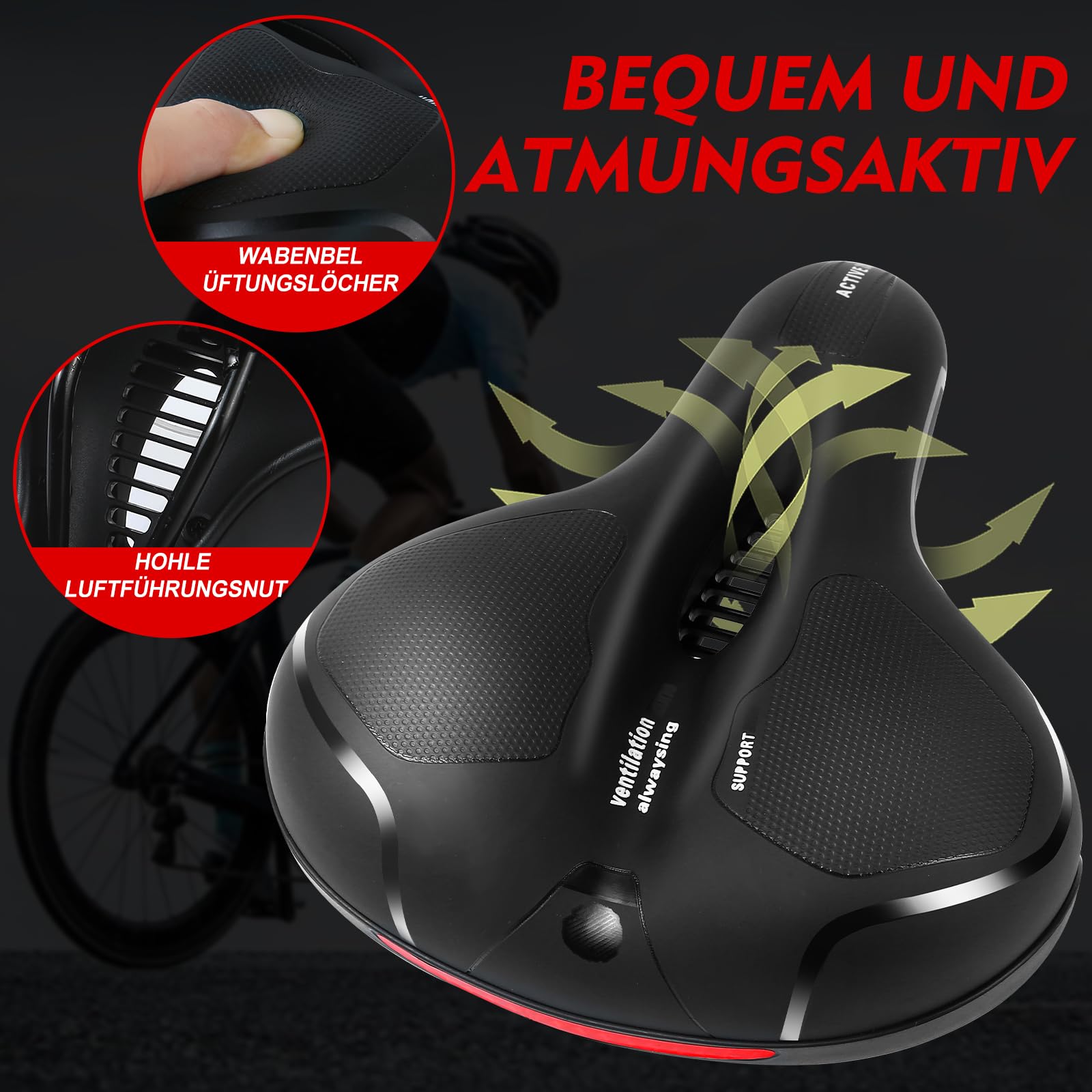 ROGTYO Selle De Vélo Cloud Comfort Pro Max - Gel Ergonomique Ultra Confortable Respirante Anti-Chocs Avec Housse Étanché