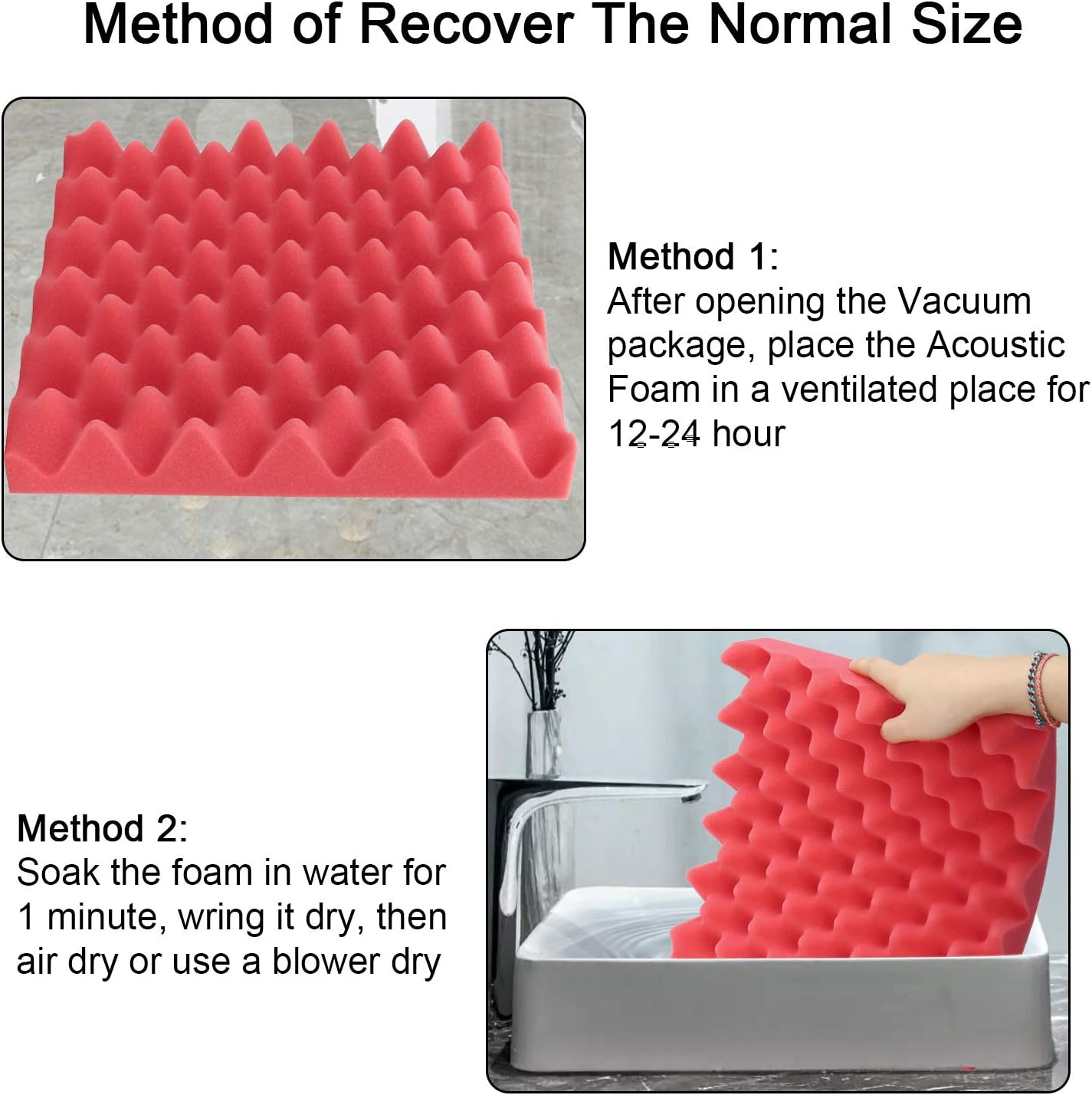 Acoustic Foam Panels 2”x12”x12” Sound Proof Padding Studio Foam Egg Crate (6 Square Feet)