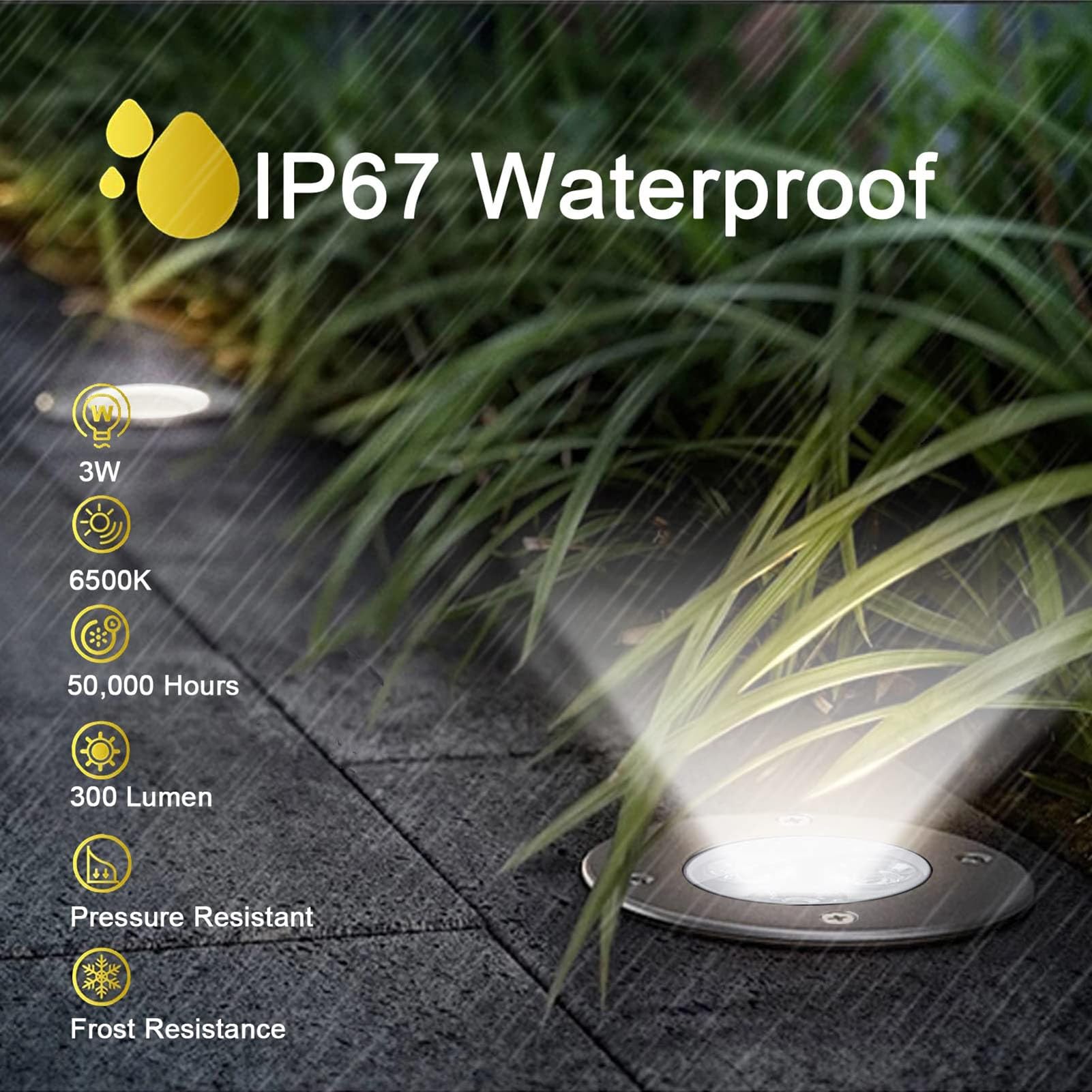 Lampa krajobrazowa LED, 1/4 wpuszczane reflektory LED, wodoszczelne oświetlenie podłogowe, IP67, do ogrodu, podjazdu, patio, wejścia garażowego, na taras, oświetlenie zewnętrzne 3 W (RGB, 220V)