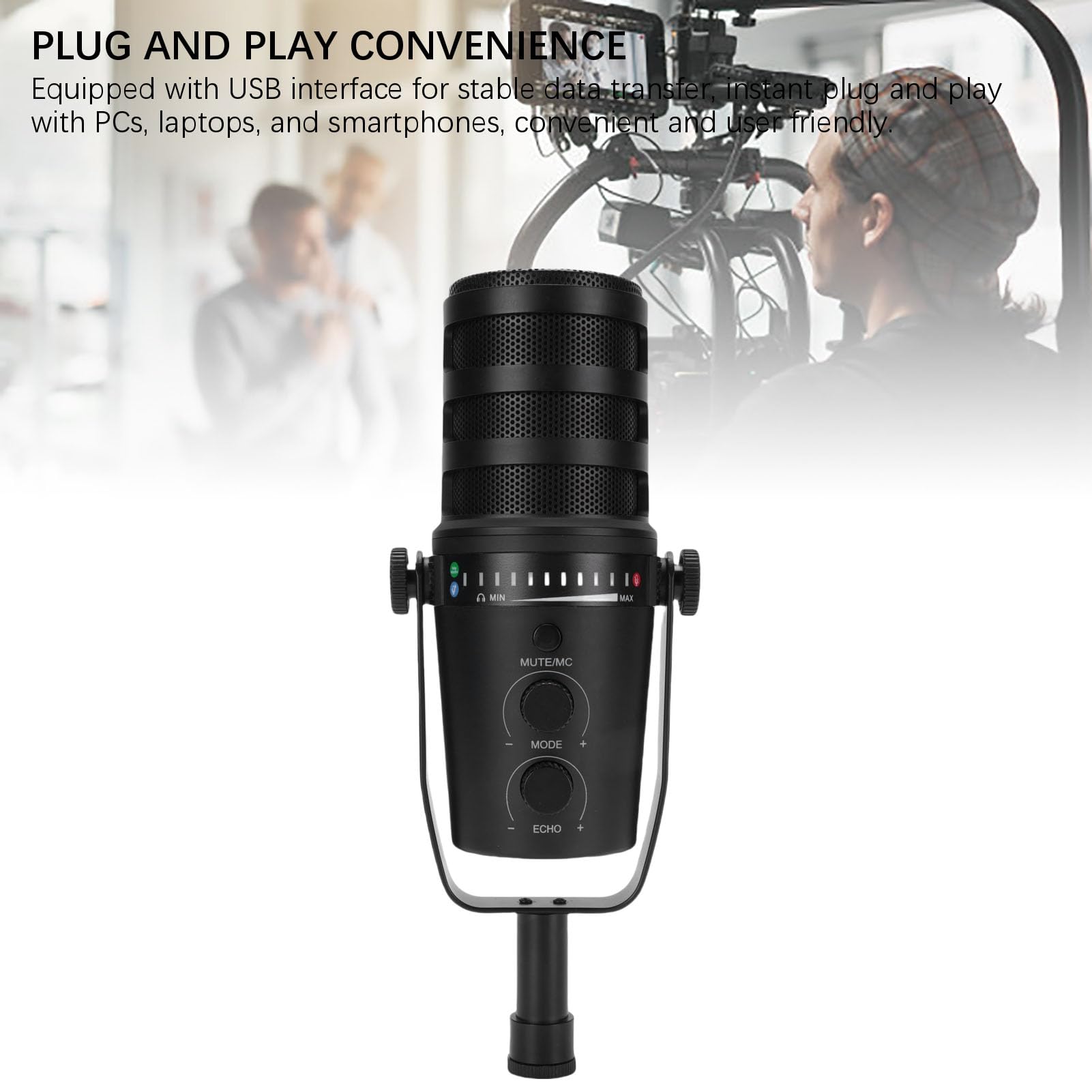 Yoidesu Microphone and Boom Arm Kit, Adjustable Arm Stand Microphone Heart Shaped Directional Pick Up PC Mic with Control Knob for Computer PC Phone